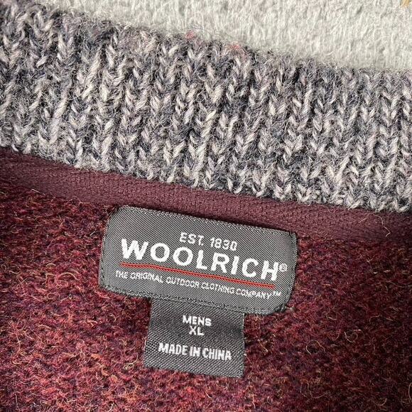 VTG Woolrich Sweater Vest Men's XL Maroon Red Wool Nylon - Picture 3 of 8